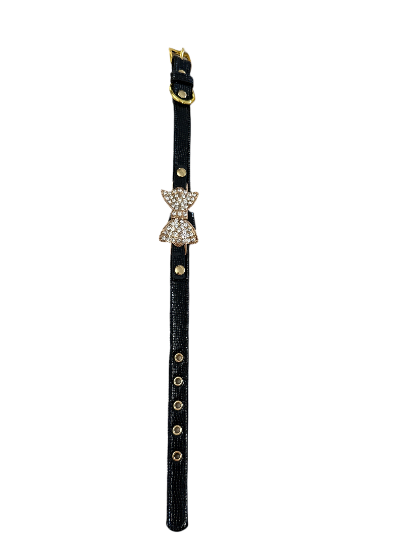 Honden riem met strik en strass