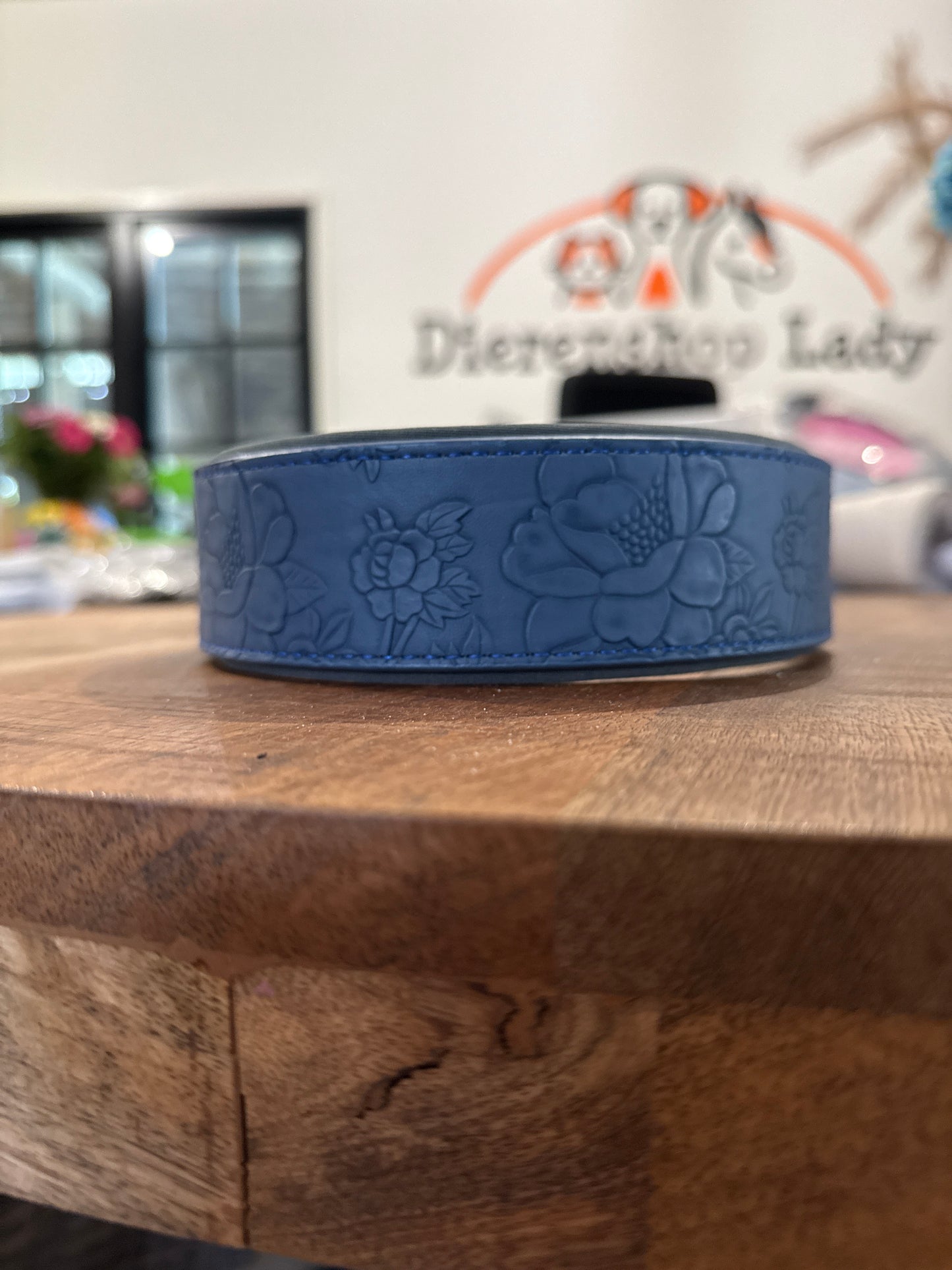 Honden halsband flower blauw