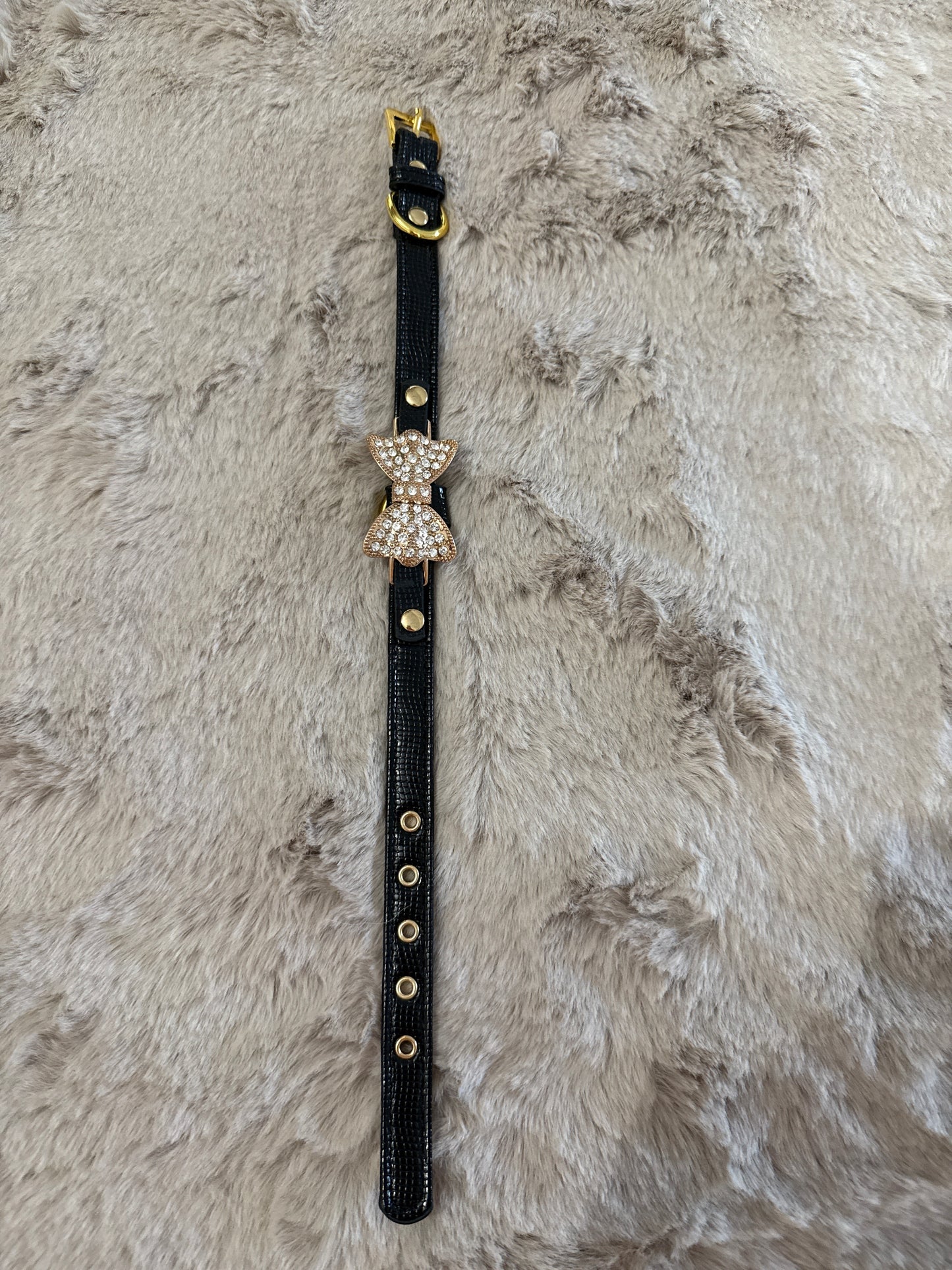 Honden riem met strik en strass
