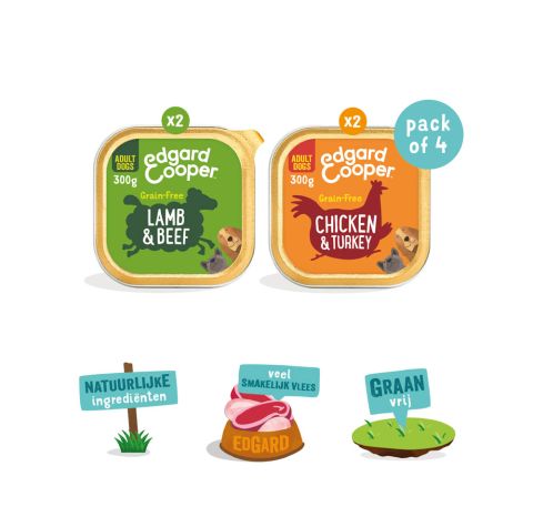 Edgard & Cooper - Multipack Dog 4x300g Chicken/Turkey, Lamb/Beef