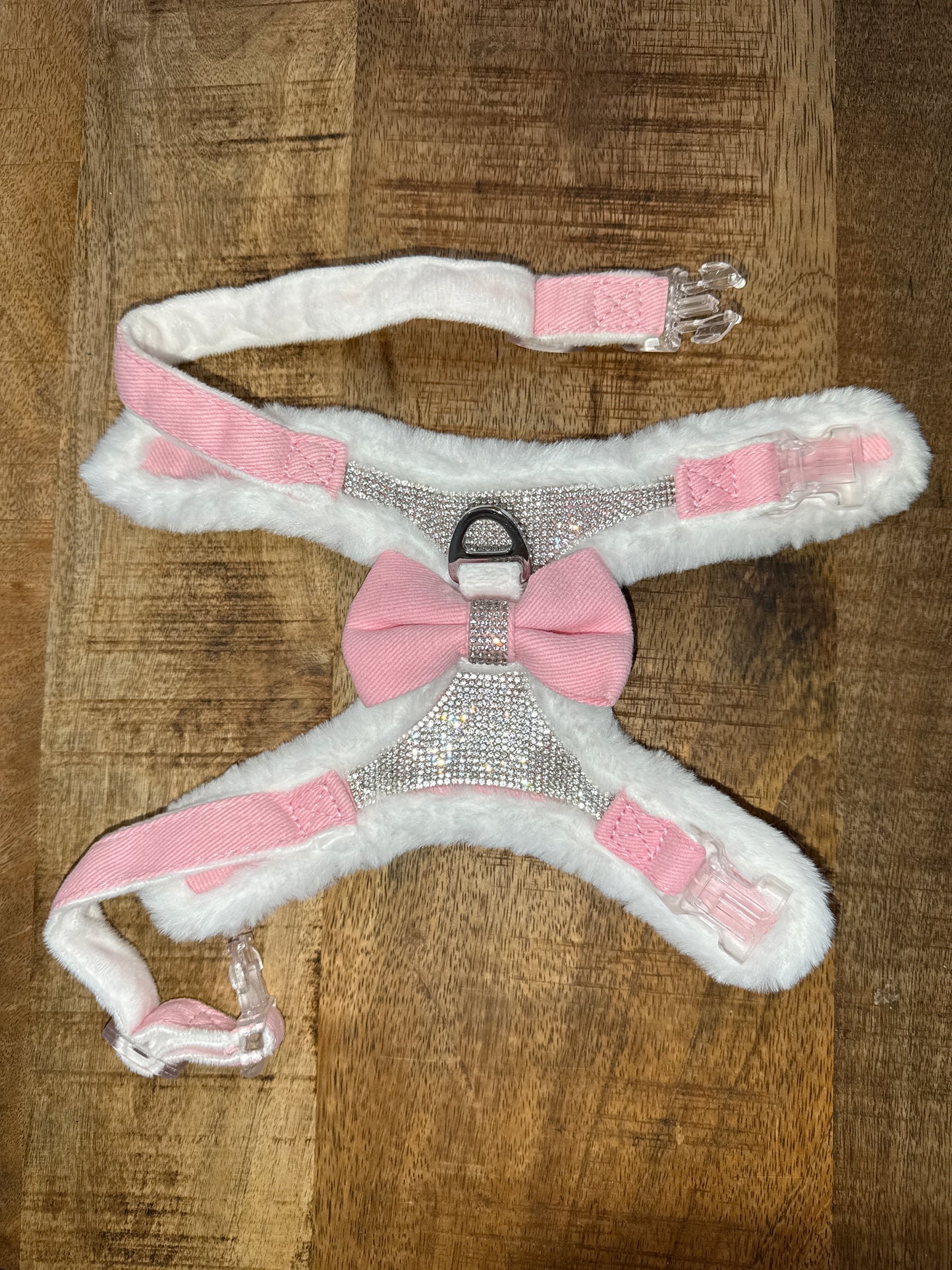 Honden tuigje diamond roze groot