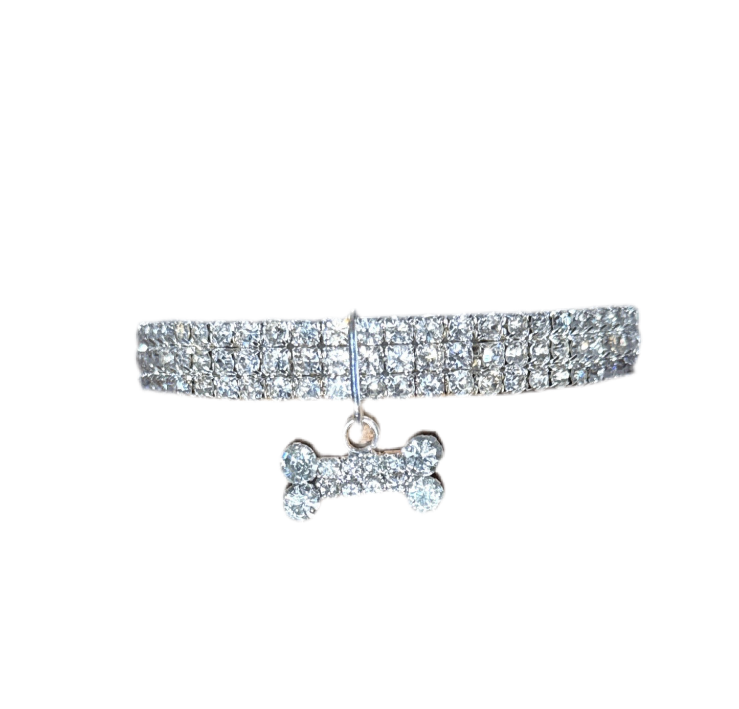 Honden halsband met strass botje