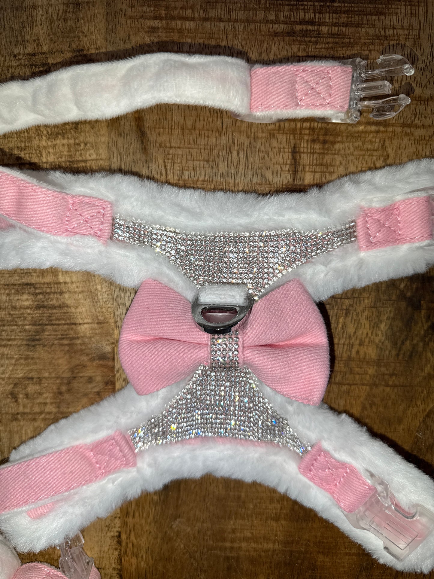 Honden tuigje diamond roze groot
