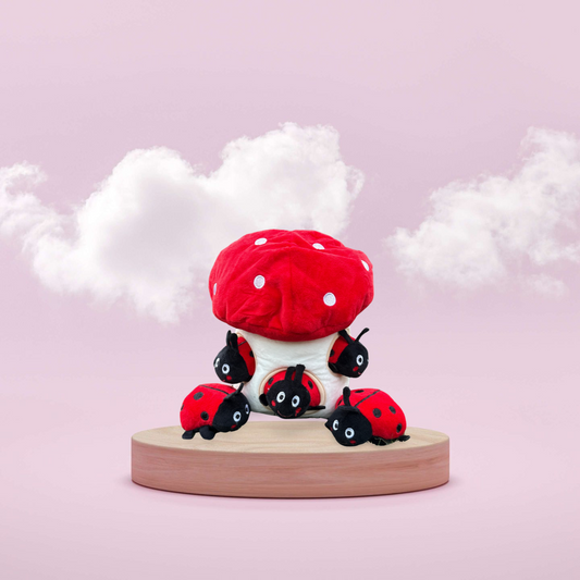 Interactief Pluche Hondenspeelgoed – Paddenstoel & Lieveheersbeestjes