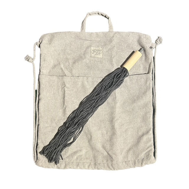 ByToiZZ Stokpaard Open Mond Grijs met Corduroy Rugtas