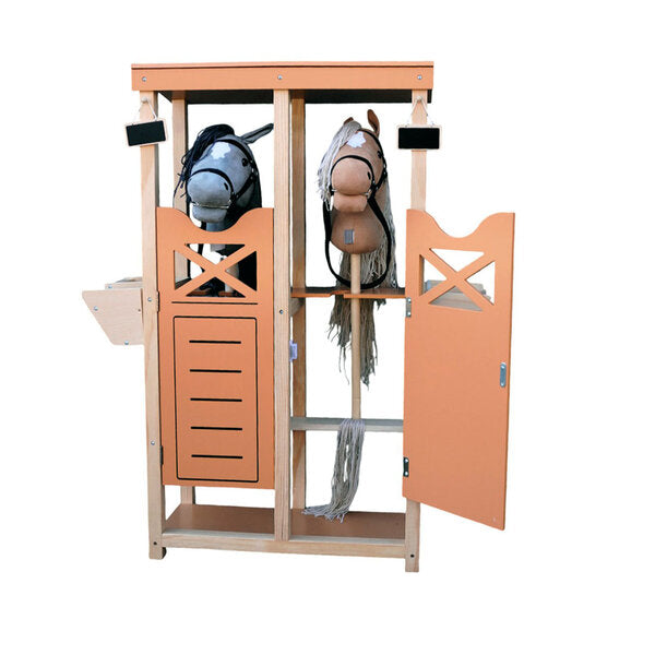 ByToiZZ Houten Stokpaarden Stal - 2 Paarden