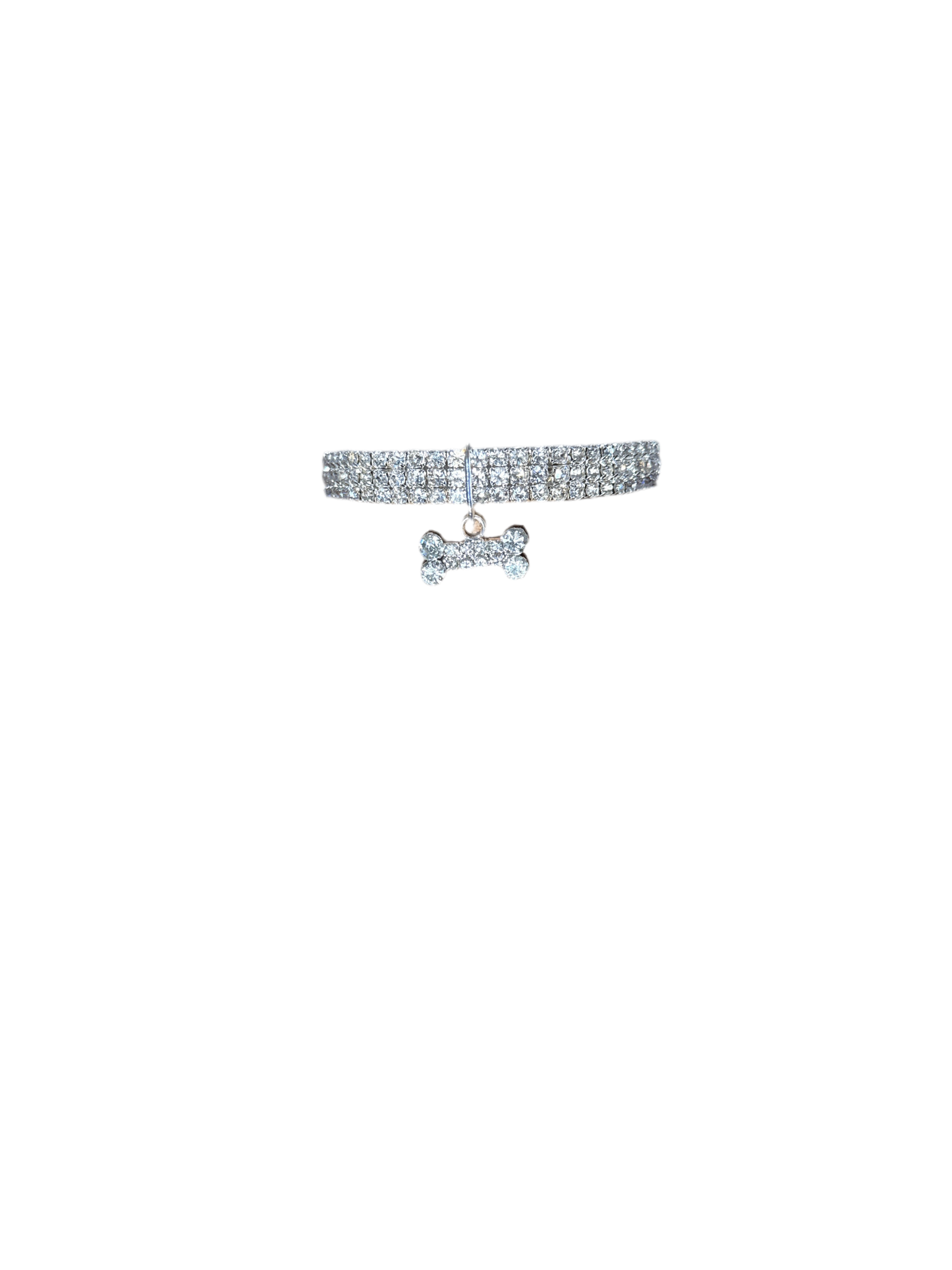Honden halsband met strass botje