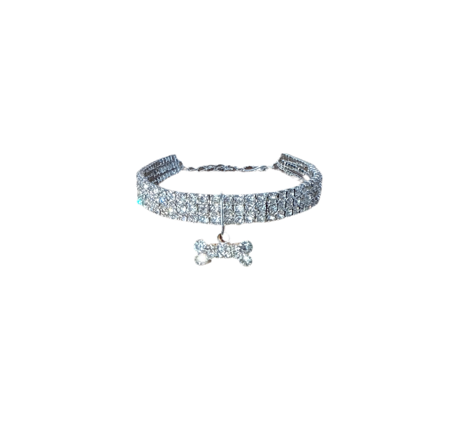 Honden halsband met strass botje