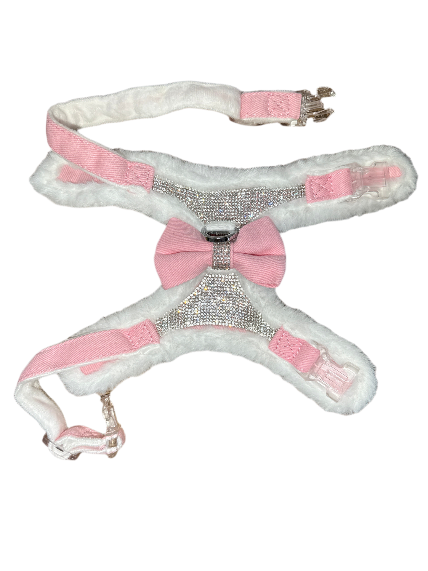 Honden tuigje diamond roze groot