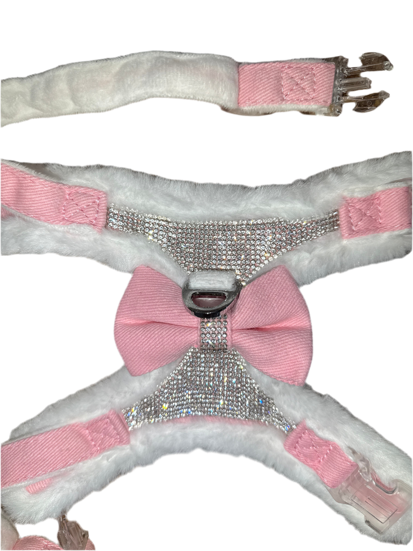 Honden tuigje diamond roze groot