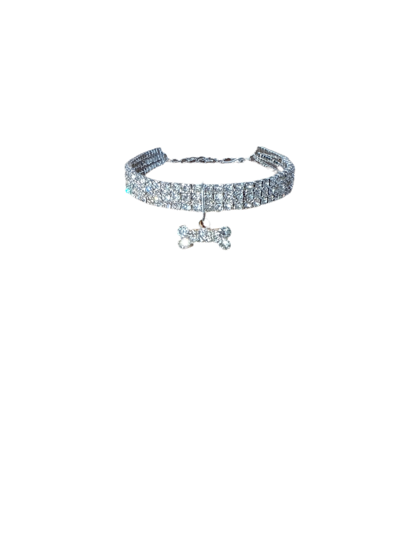 Honden halsband met strass botje