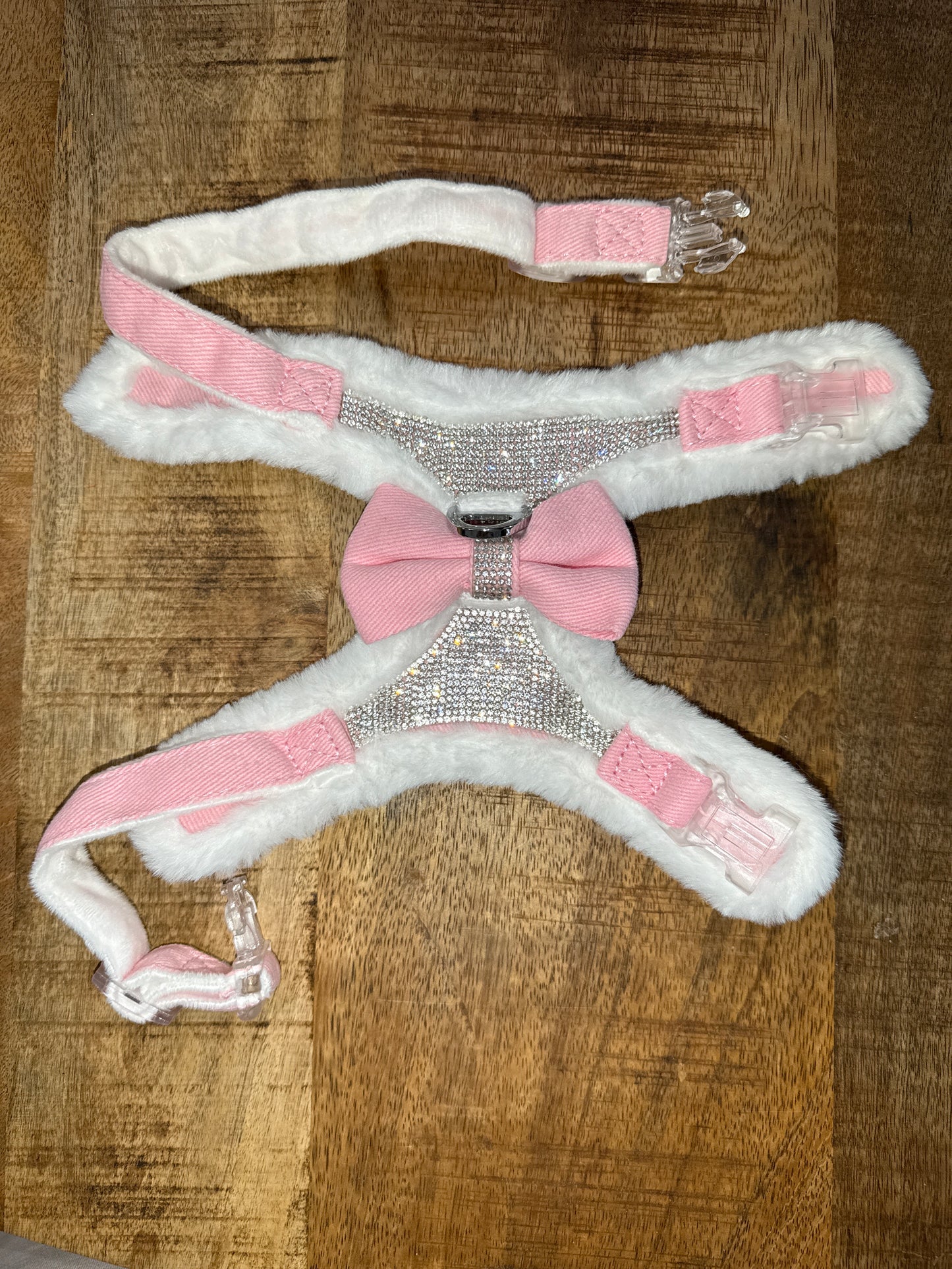 Honden tuigje diamond roze groot