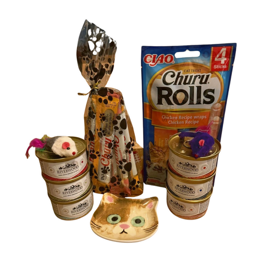 Kerst Box Katten - Luxe Verwenpakket met Snacks, Speelgoed & Bordje