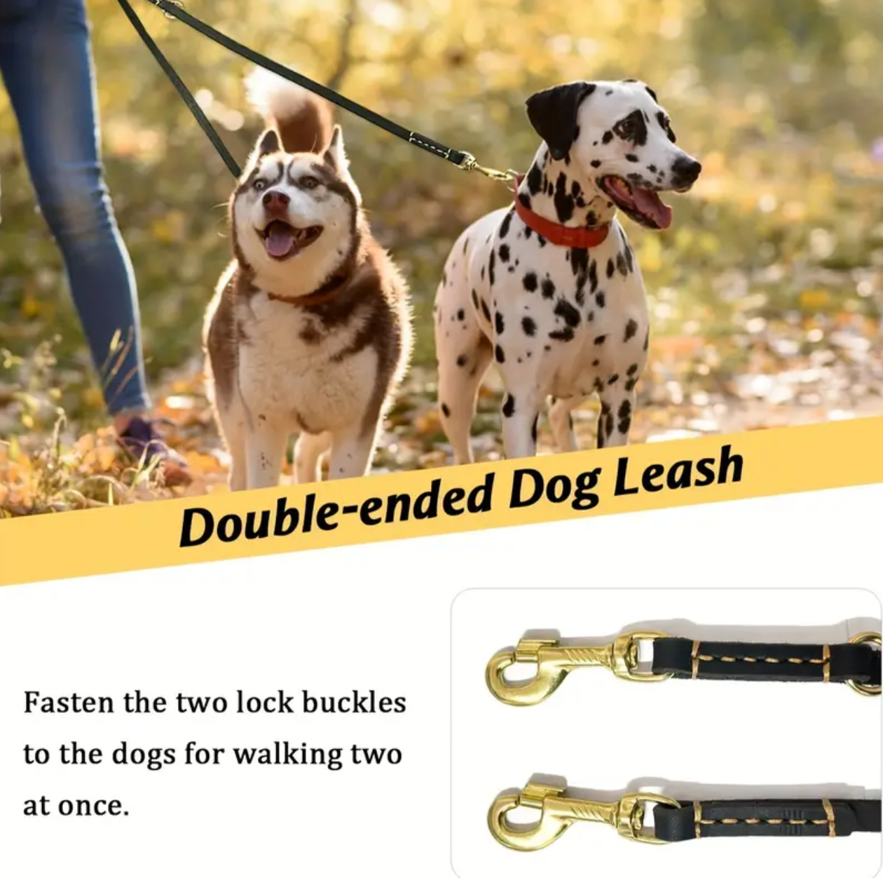 Dubbele Hondenriem – Handenvrij Trainingslijn met Duurzame Messing Draaiklem