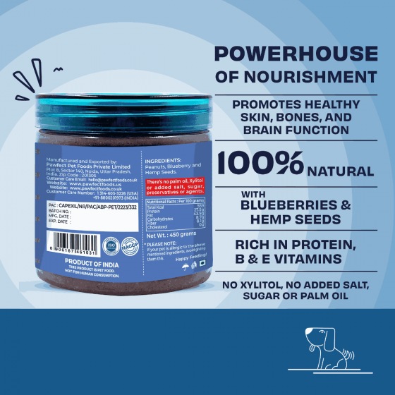 Pawfect - Peanut Butter with Blueberry & Hemp Seeds