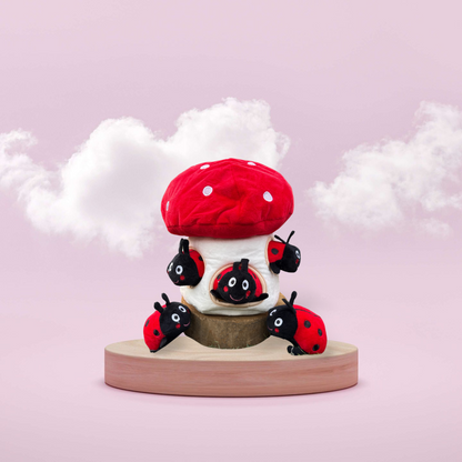 Interactief Pluche Hondenspeelgoed – Paddenstoel & Lieveheersbeestjes