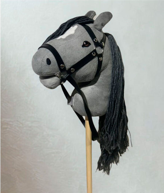 ByToiZZ Stokpaard Open Mond Grijs met Corduroy Rugtas