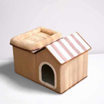 Kattenhuis met Afneembaar Dak en Ligmandje - Dierenshop Lady