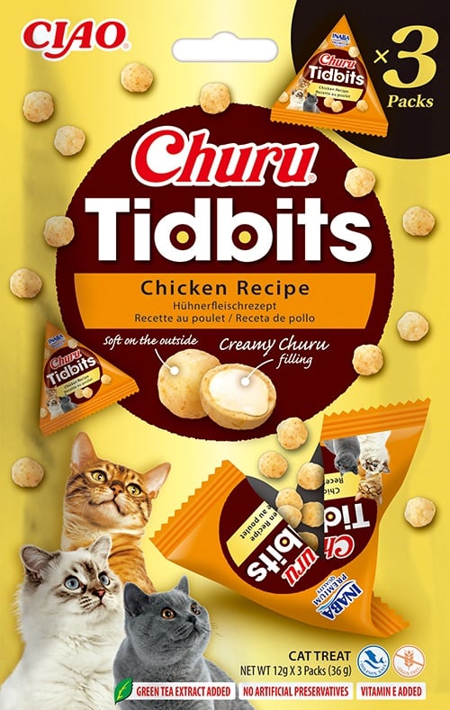 INABA Churu Tidbits Kattensnack - Kip Recept (3 stuks)