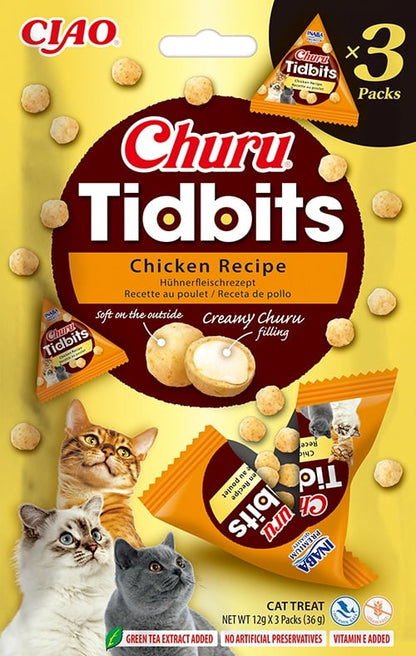 INABA Churu Tidbits Kattensnack - Kip Recept (3 stuks) - Dierenshop Lady