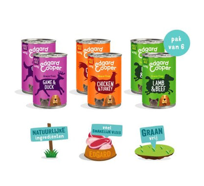 Edgard & Cooper - Multipack Dog 6x400g Chicken/Turkey, Lamb/Beef, Game/Duck