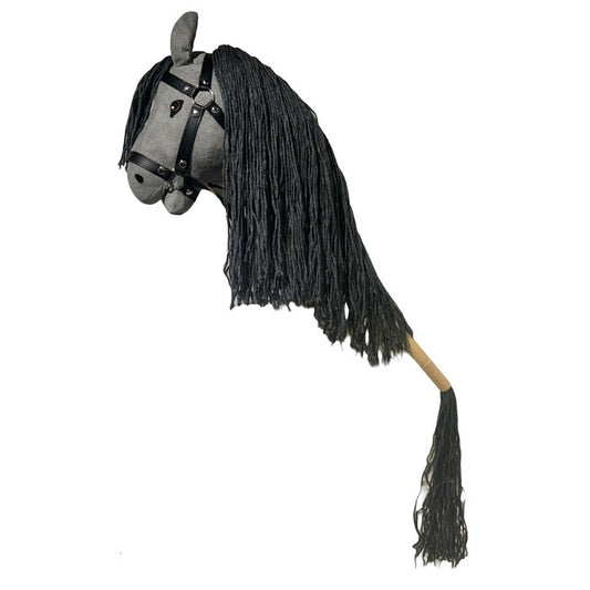 ByToiZZ Stokpaard Open Mond Grijs met Corduroy Rugtas