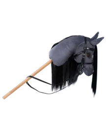 Stokpaard Blaze - Grijs Hobbypaard met Zwarte Manen - Dierenshop Lady