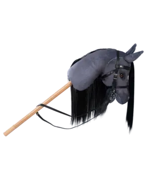 Stokpaard Blaze - Grijs Hobbypaard met Zwarte Manen