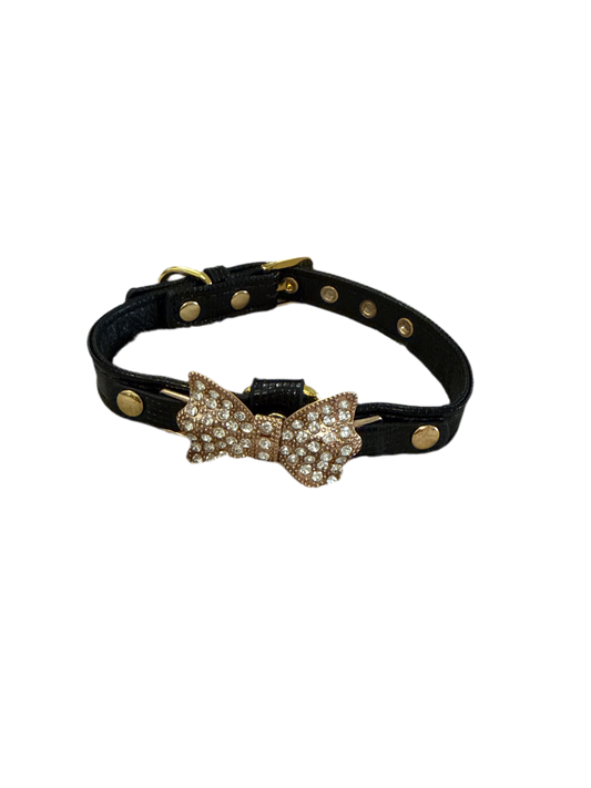 Honden riem met strik en strass