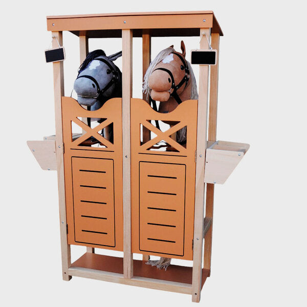 ByToiZZ Houten Stokpaarden Stal - 2 Paarden