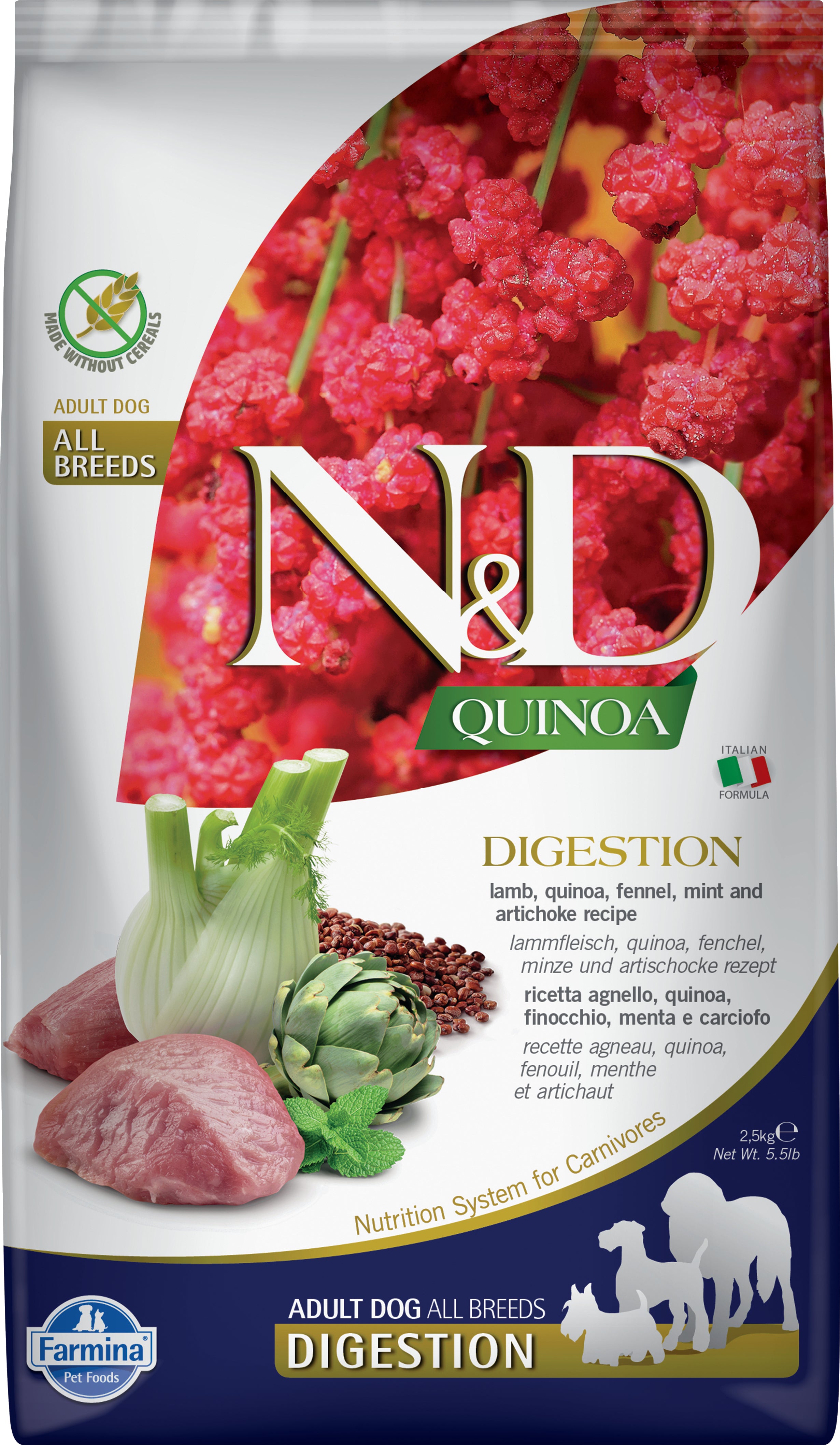 N&D Quinoa Digestion Adult Lamb 2.5 kg.