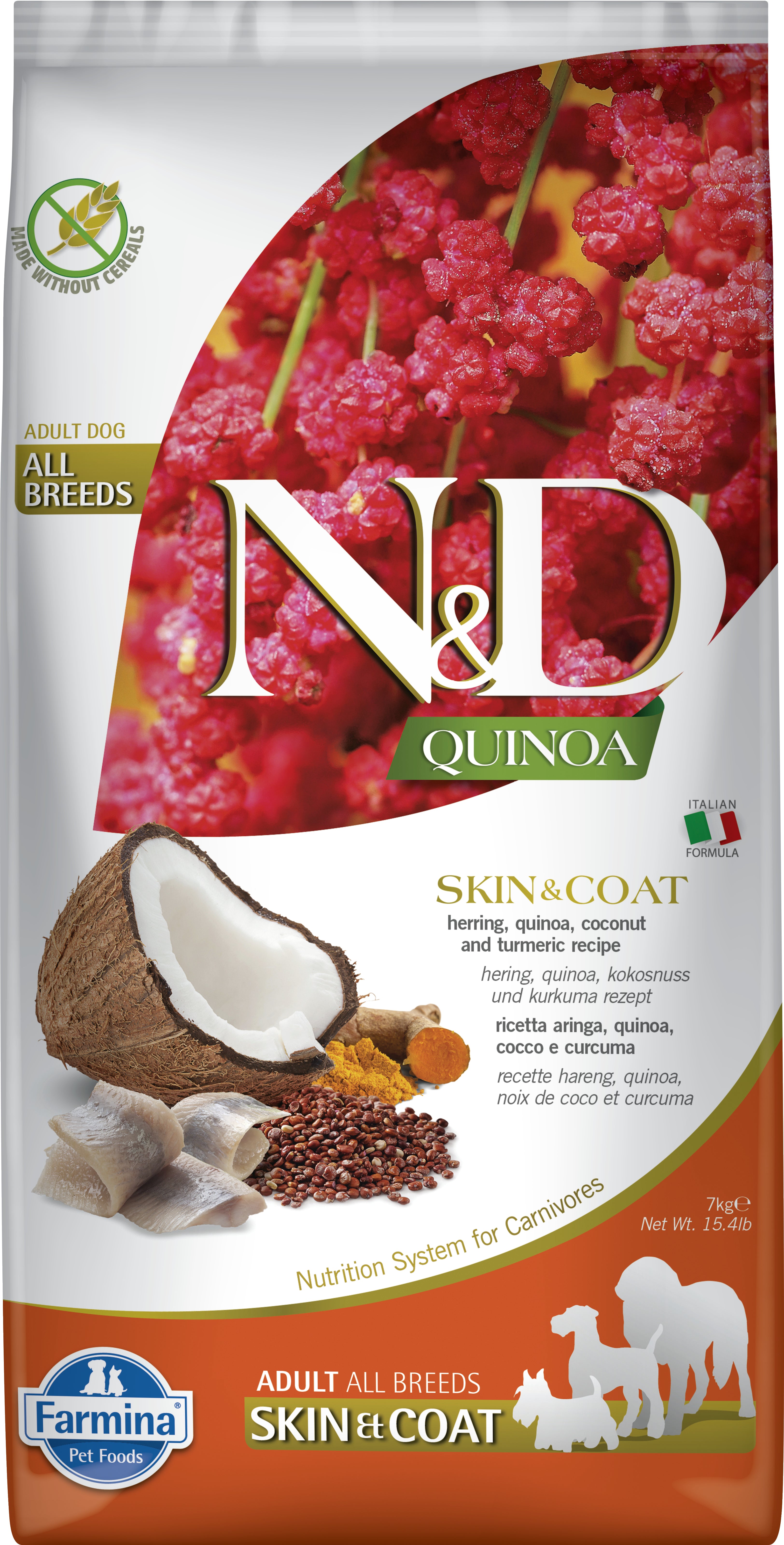 N&D Quinoa Skin & Coat Adult Herring 7 kg.