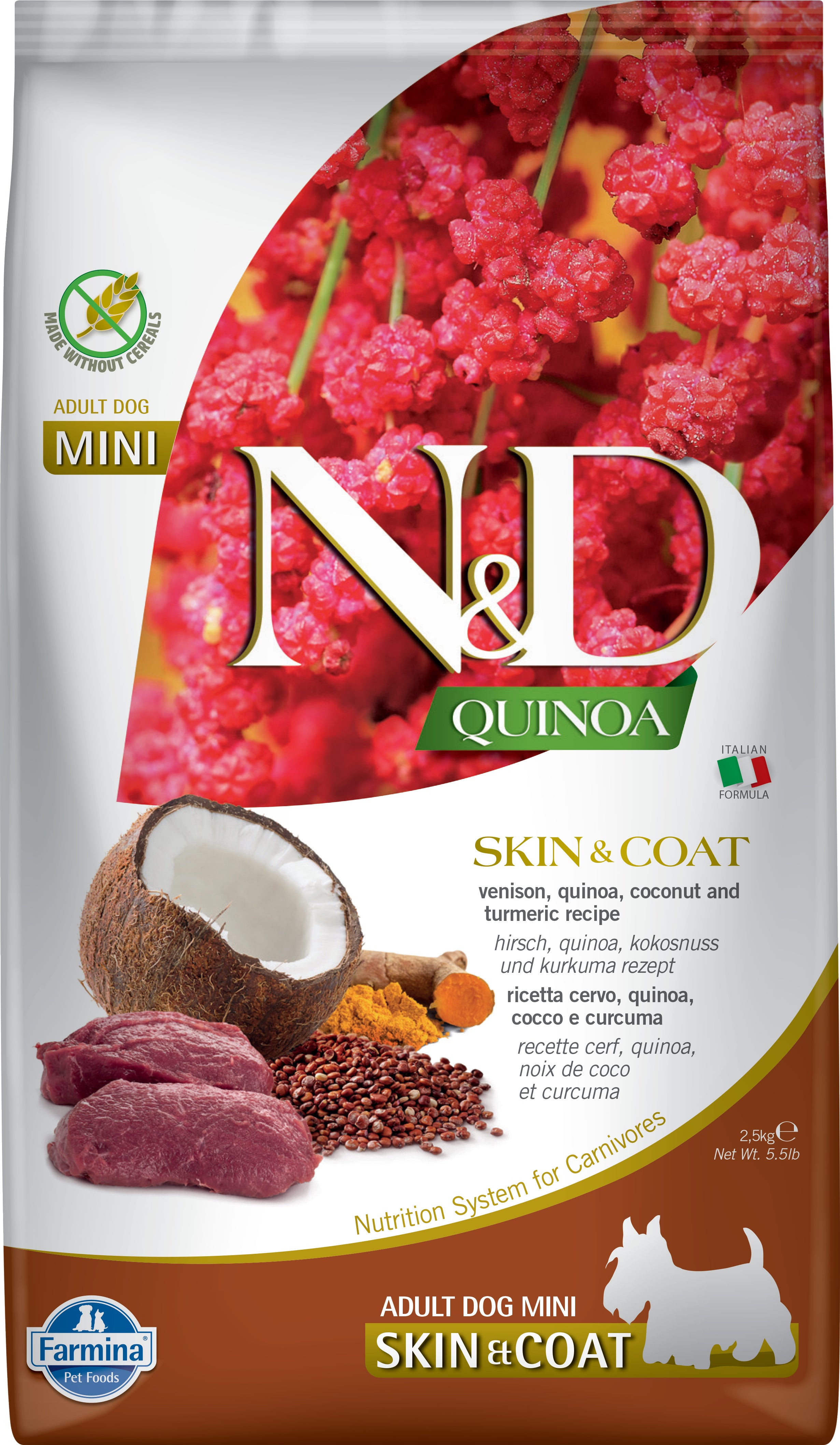 N&D Quinoa Skin & Coat Adult Mini Venison 2.5 kg.