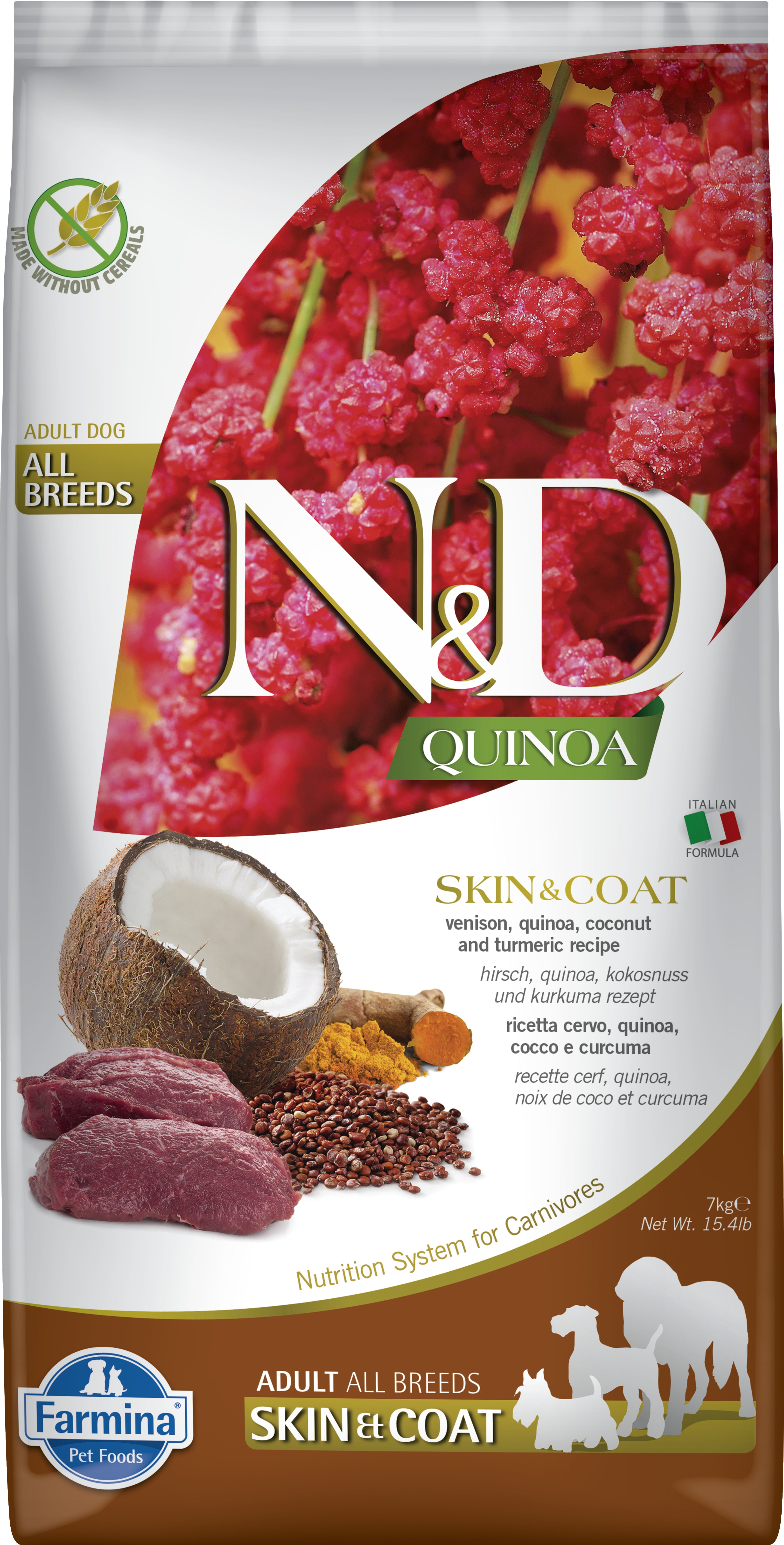 N&D Quinoa Skin & Coat Adult Venison 7 kg.