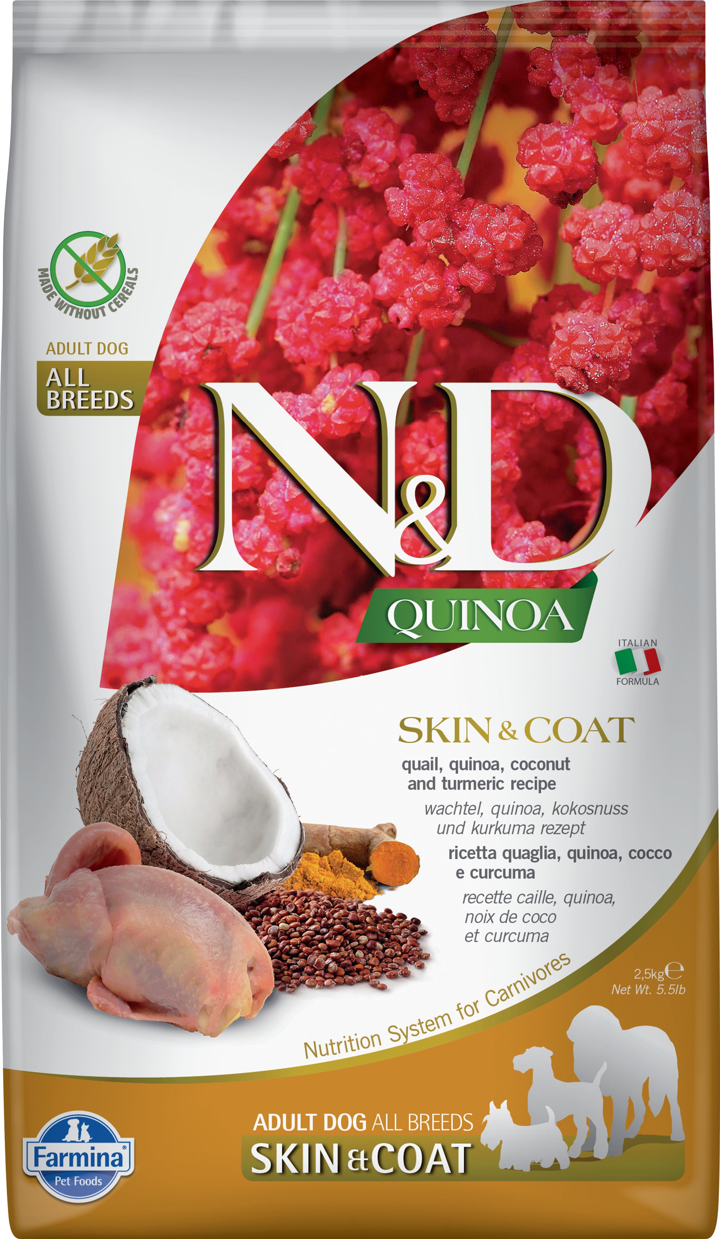 N&D Quinoa Skin & Coat Adult Quail 2.5 kg.