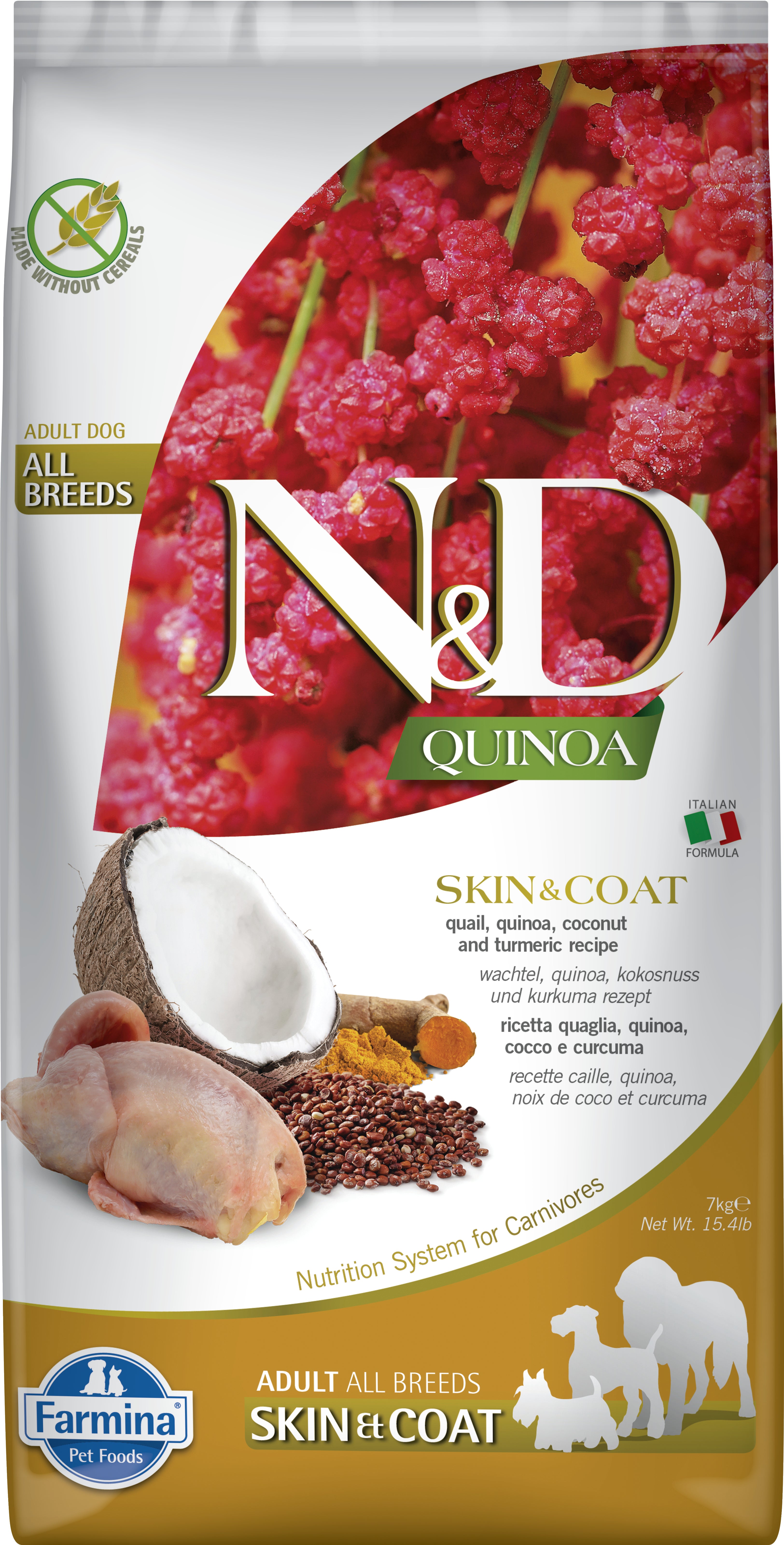 N&D Quinoa Skin & Coat Adult Quail 7 kg.