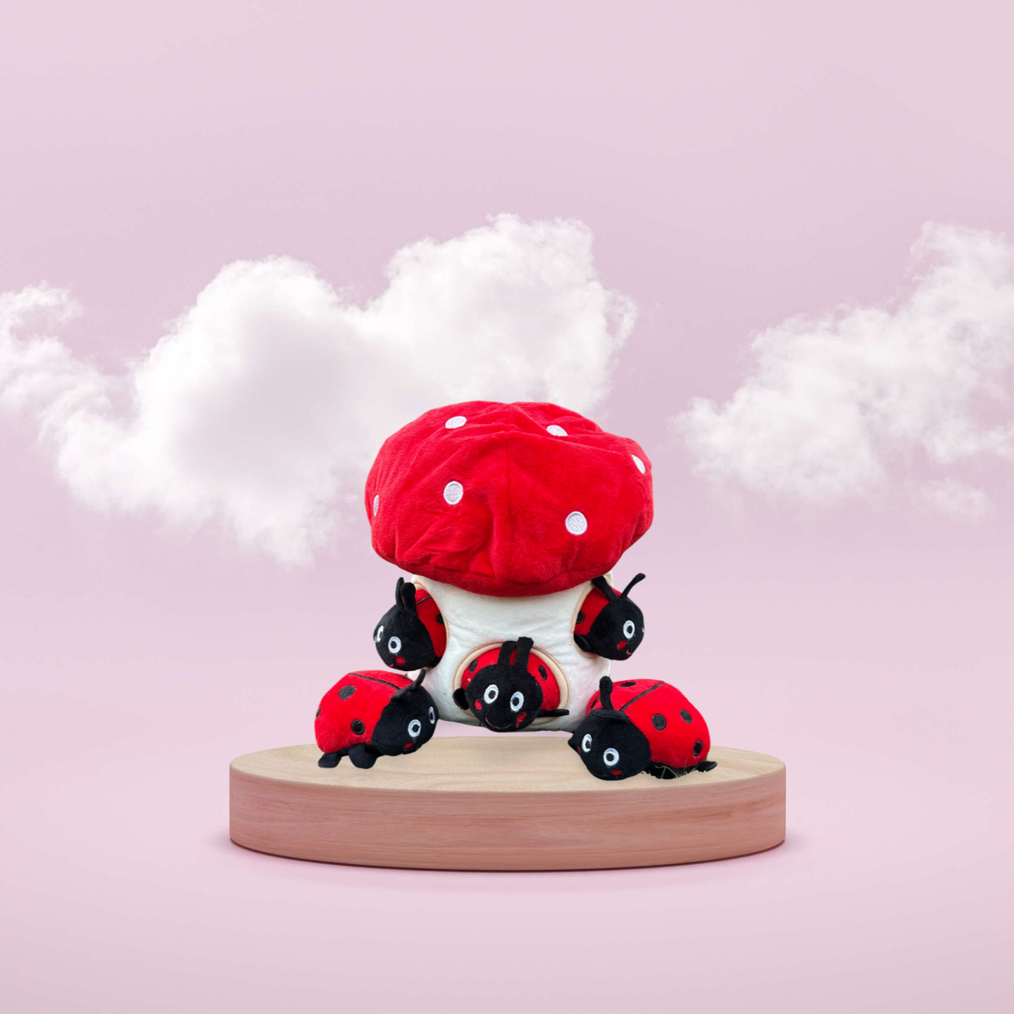 Interactief Pluche Hondenspeelgoed – Paddenstoel & Lieveheersbeestjes