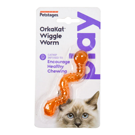 Petstages Cat Orkakat Catnip Wiggle Worm Orange