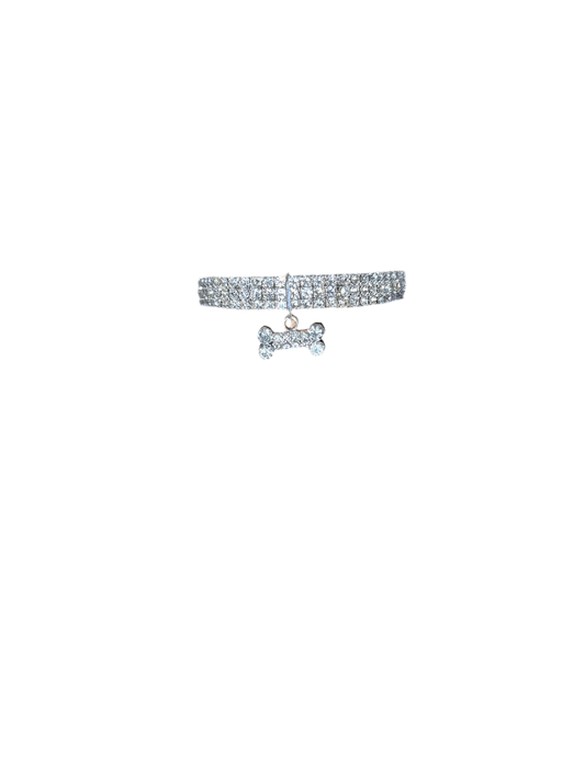 Honden halsband met strass botje