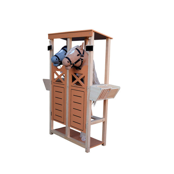 ByToiZZ Houten Stokpaarden Stal - 2 Paarden