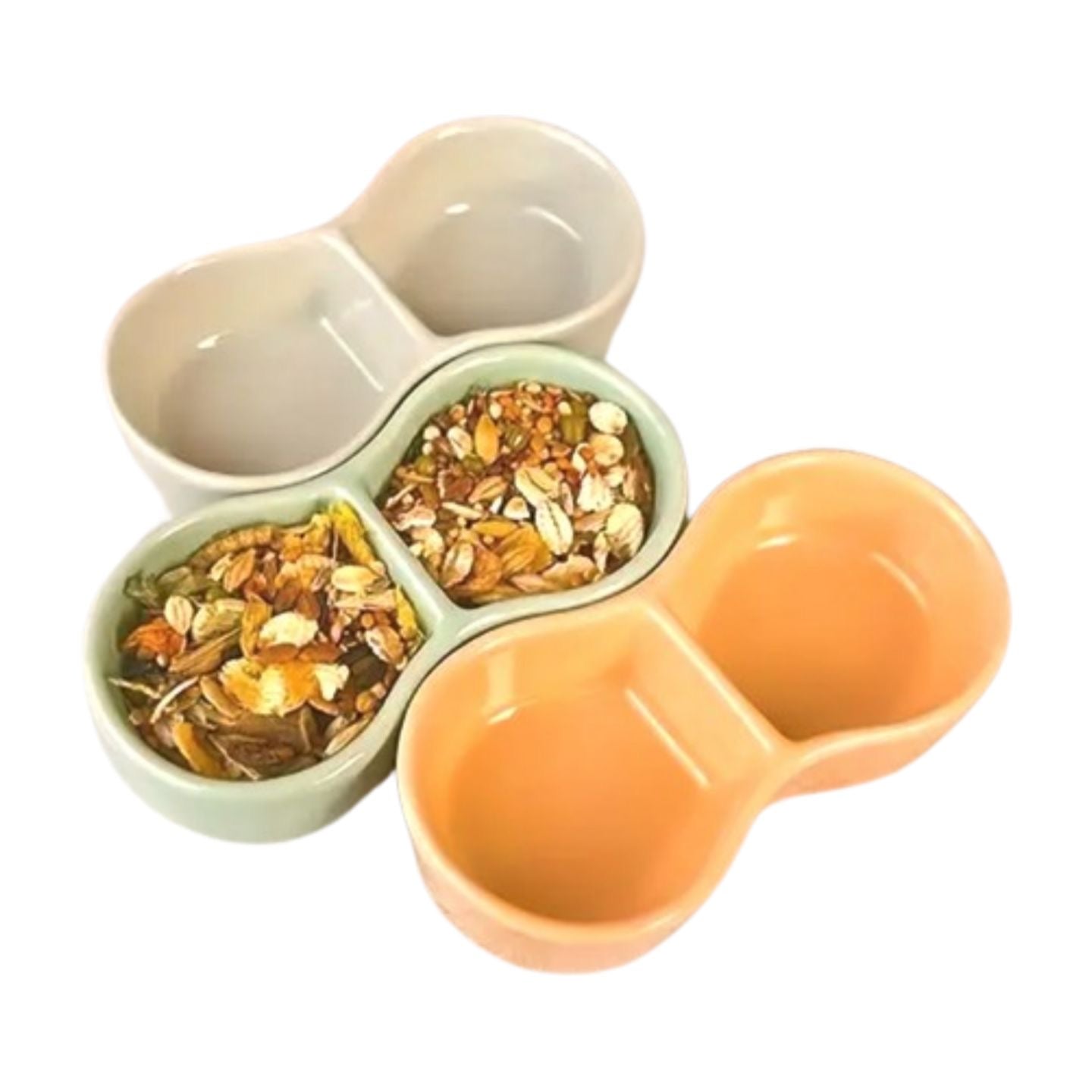 Keramisch Voerbakje Dubbele Vakken