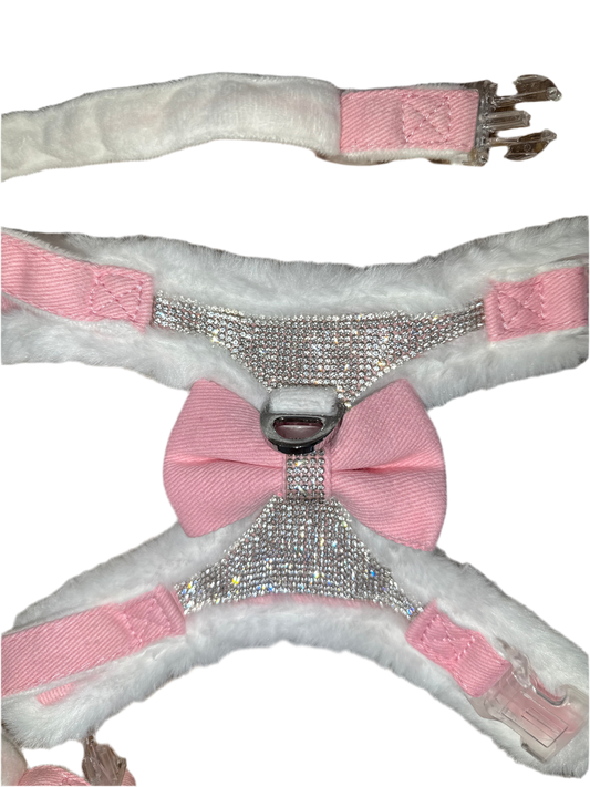 Honden tuigje diamond roze groot
