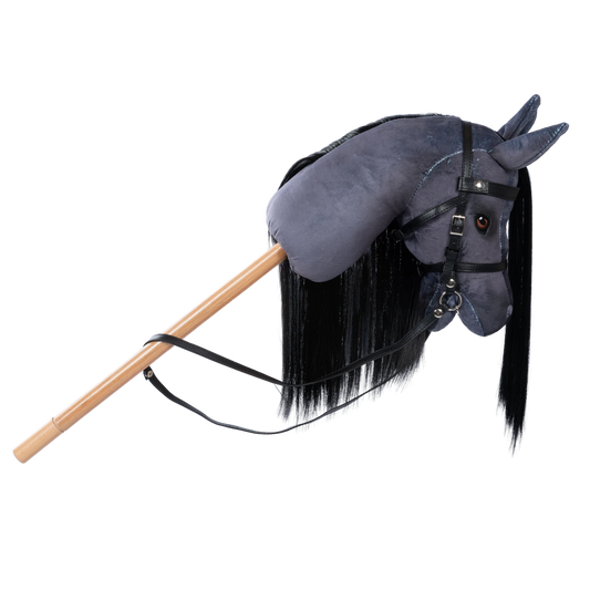 Stokpaard Blaze - Grijs Hobbypaard met Zwarte Manen