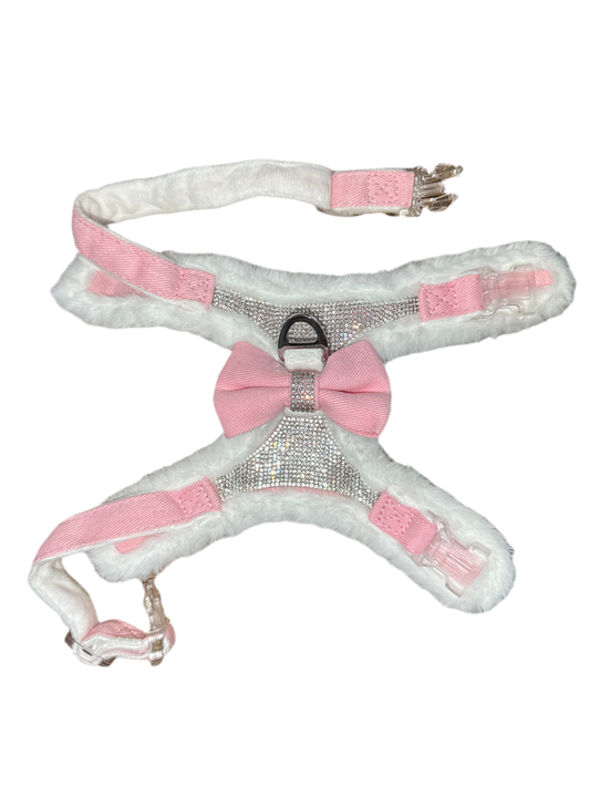 Honden tuigje diamond roze groot