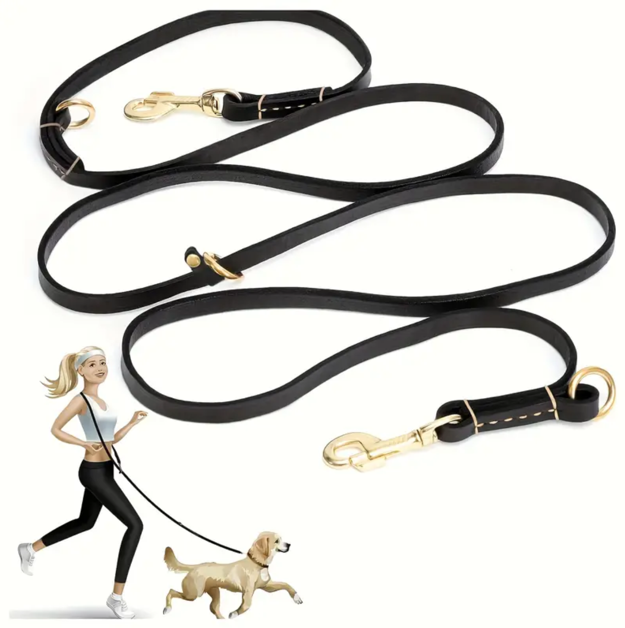 Dubbele Hondenriem – Handenvrij Trainingslijn met Duurzame Messing Draaiklem