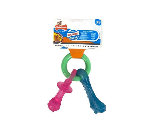Nylabone Puppy Chew Bijtring Speen/Bot Bacon