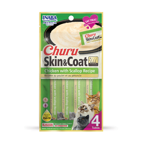 Inaba - Churu Skin & Coat Chicken with Scallop 12 Pack = 48 Tubes