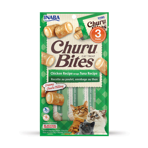 Inaba - Bites Chicken Wraps Tuna 3 Tubes - Dierenshop Lady