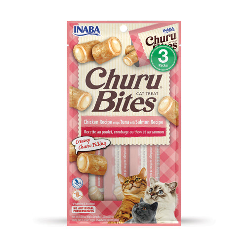 Inaba - Bites Chicken Wraps Tuna with Salmon 3 Tubes - Dierenshop Lady