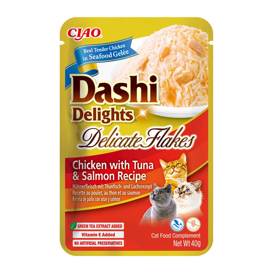 Inaba - Dashi Delights Delicate Flakes Chicken with Tuns & Salmon 12 pack x 40 gr